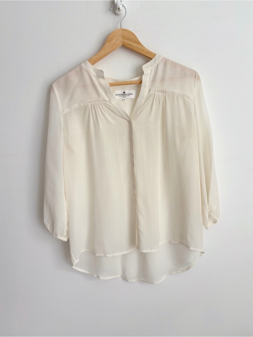 Designers Remix Charlotte Eskildsen Ivory Silk Blouse Scandi Quiet Luxury S